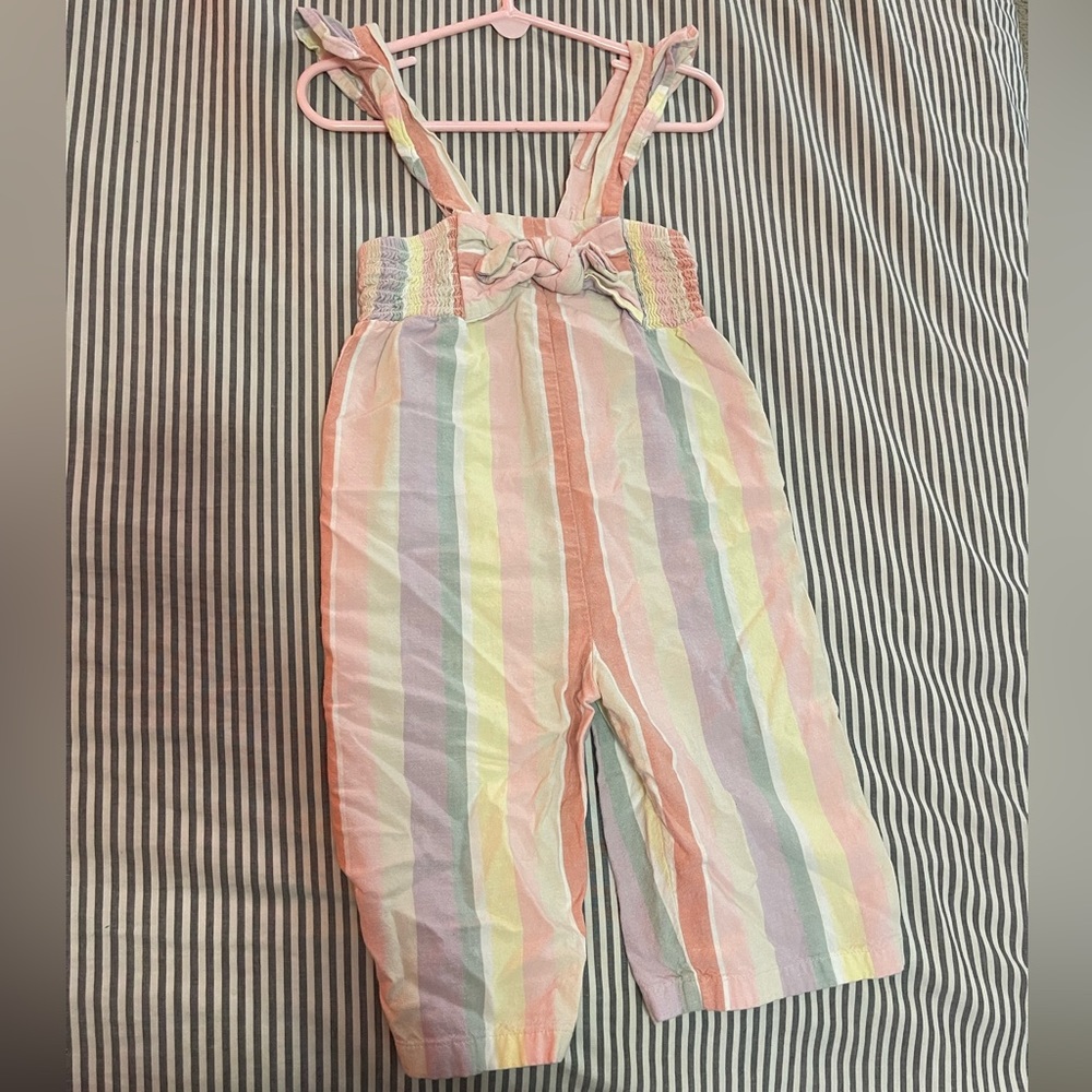 2T Girls Overalls Pastel Striped